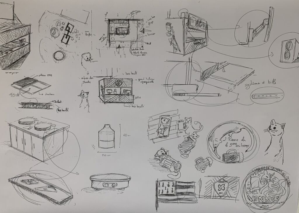 Rendu A3 architecture intérieure. Stand événementiel pour le RCV. 3