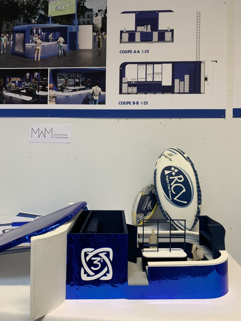 Rendu A3 architecture intérieure. Stand événementiel pour le RCV. 5