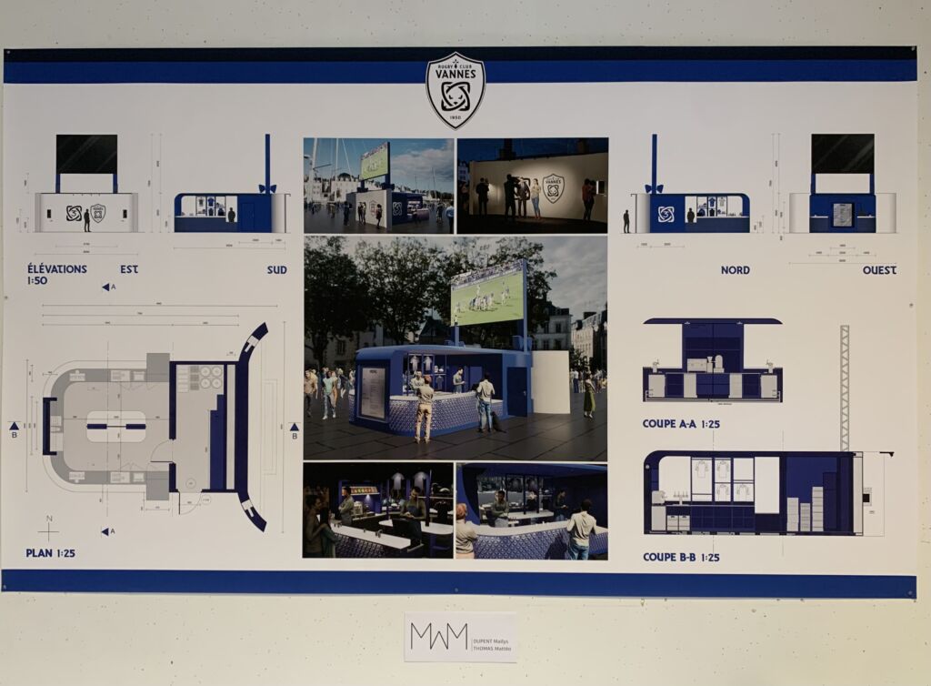 Rendu A3 architecture intérieure. Stand événementiel pour le RCV. 6