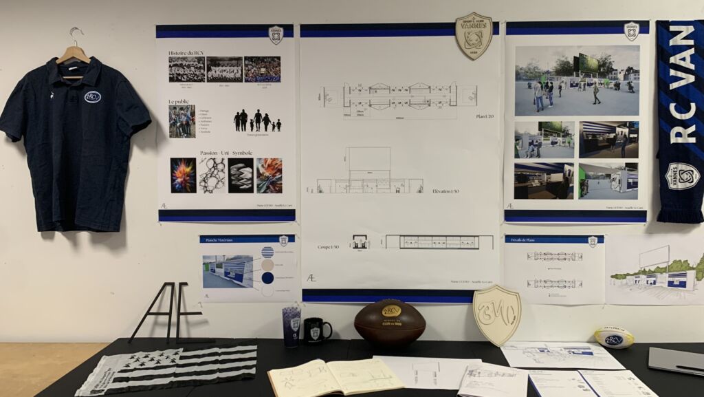 Rendu A3 architecture intérieure. Stand événementiel pour le RCV. 7