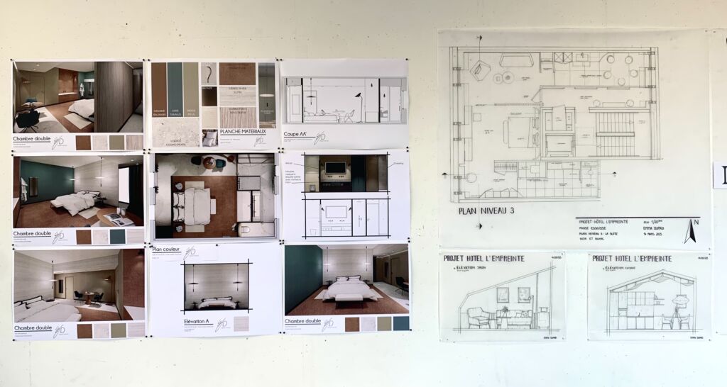 rendu architecture interieure A4, petit hotel. 2 mars 2025